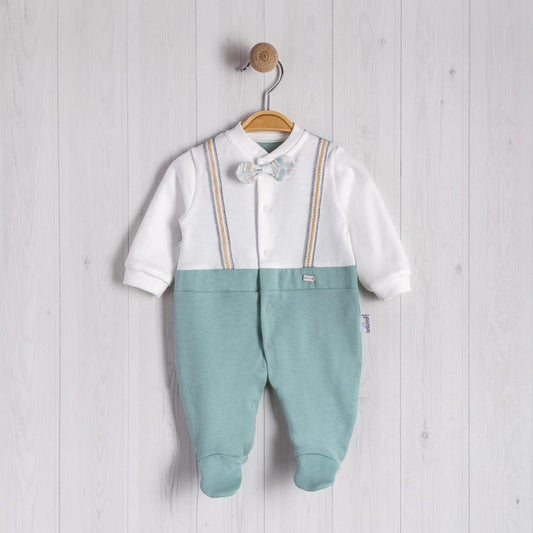 Baby Boys Sage Organic Braces All In One With Dickie Bow
