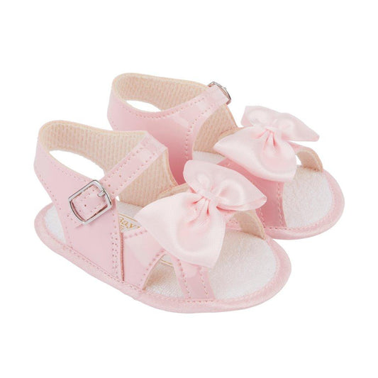 Baby Girls Bay Pod Pink Soft Sole Sandals With Satin Bow