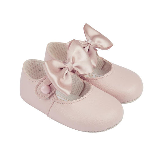 Baby Girls Dusky Pink Bow Shoes