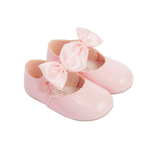 Baby Girls Pink Patent Bow Shoes