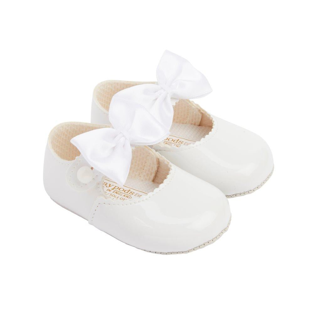 Baby Girls White Patent Bow Shoes