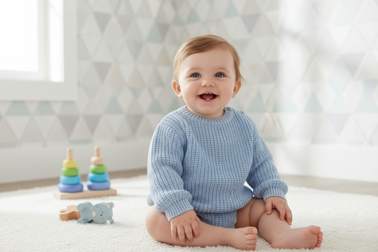 Nana's Special Buys Personalised Baby Boys Blue Chunky Jumper