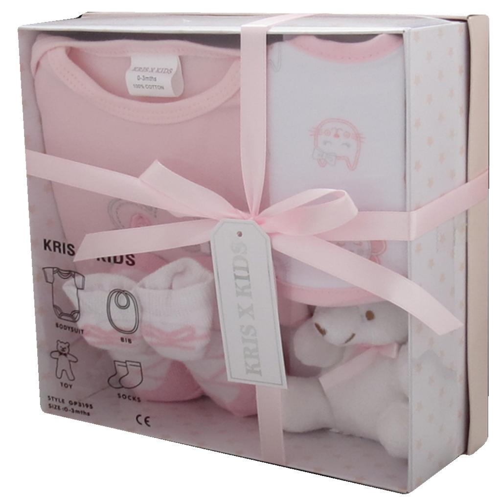 Baby Girls Pink 4 Piece Gift Set