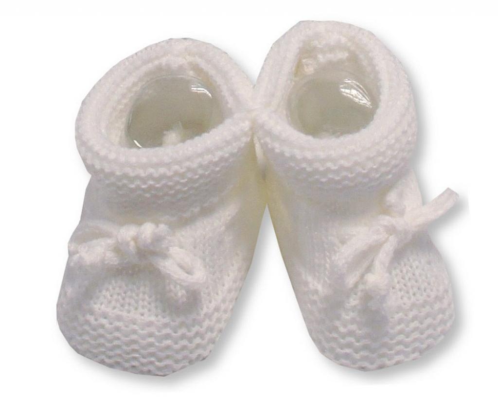 Unisex Baby White Knitted Booties