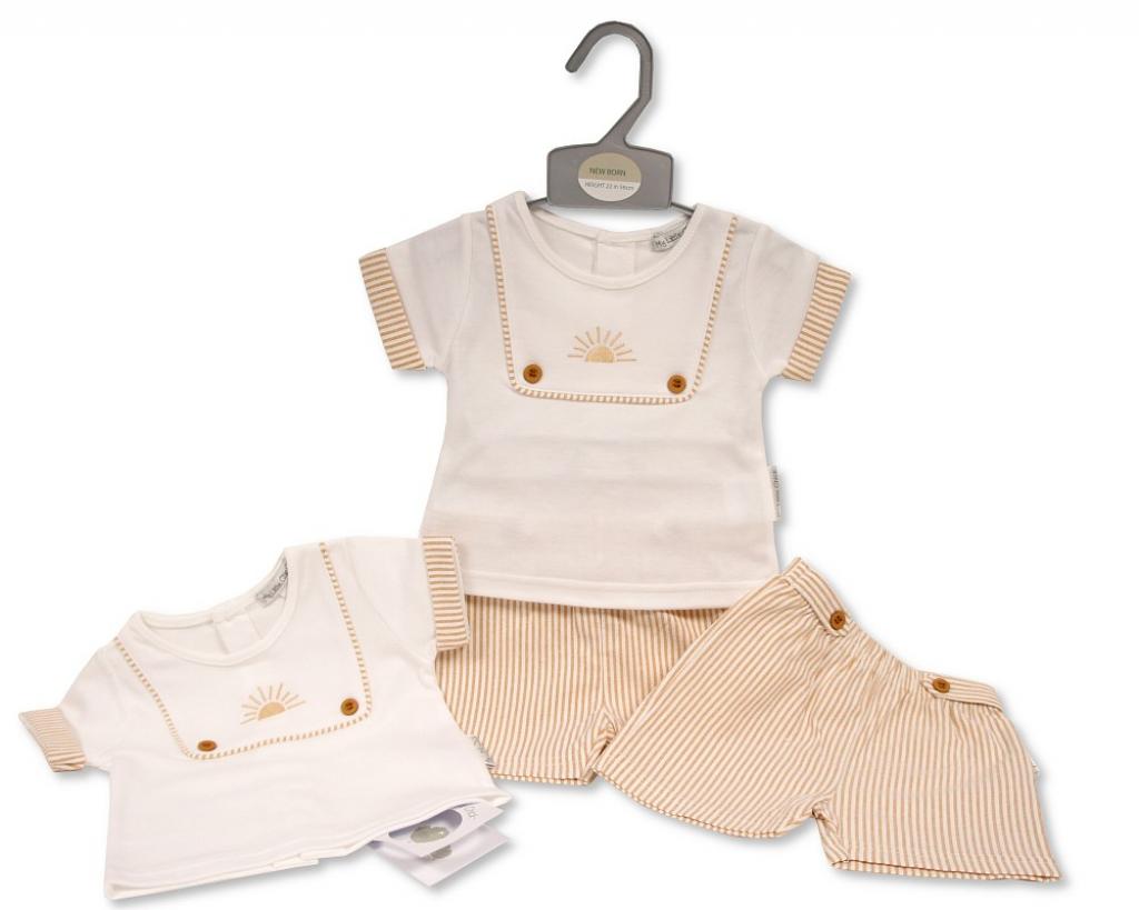 Baby Boys beige And White Sunrise Short Set