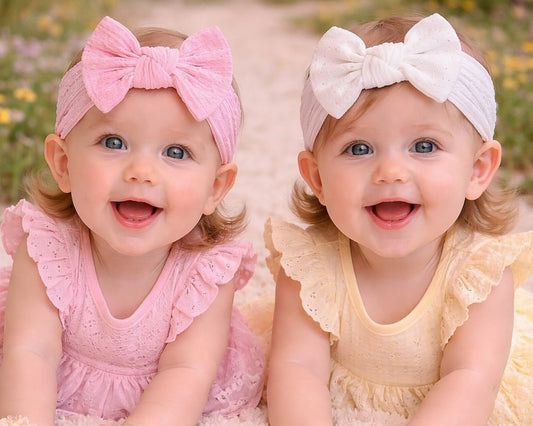 Baby Girls Pack Of  2 Headbands Pink And White