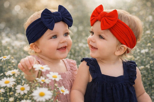 Baby Girls Pack Of  2 Headbands Red And Navy