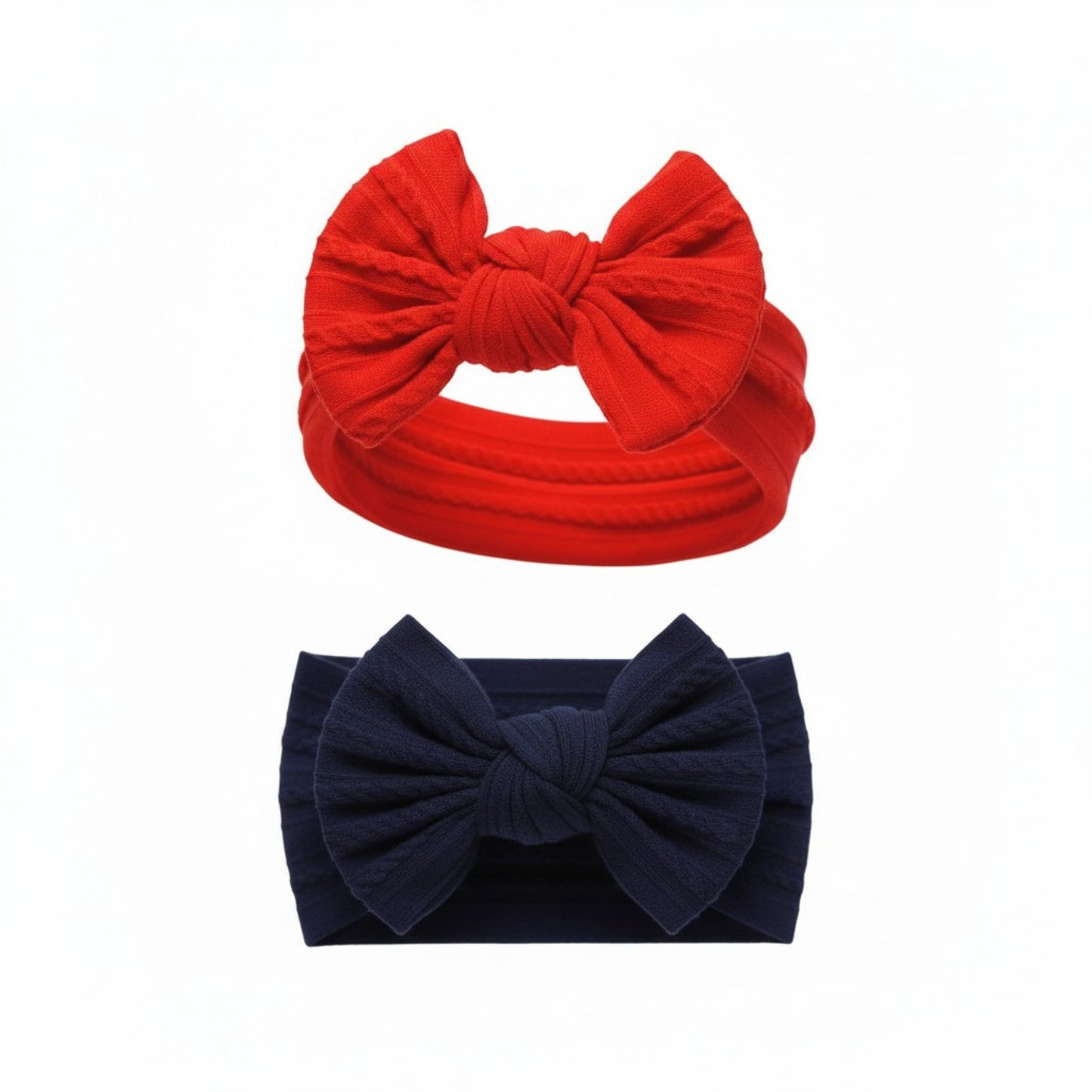 Baby Girls Pack Of  2 Headbands Red And Navy