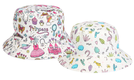 Baby Girls Printed Princess /Flamingo Bucket Hat