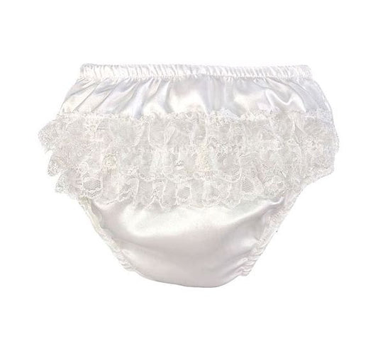 Baby Girls Cream Satin Frilly Pants