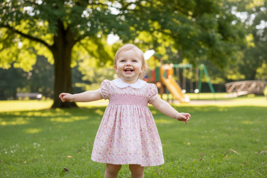 Baby Girls Light Pink Floral Smocked Dress