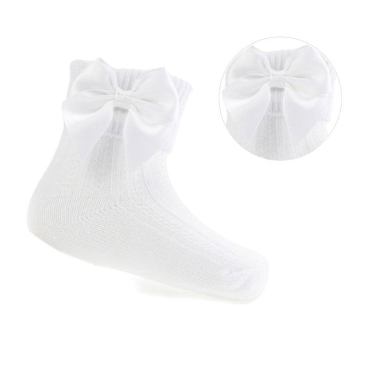 Baby Girls White Large Bow Ankle Socks