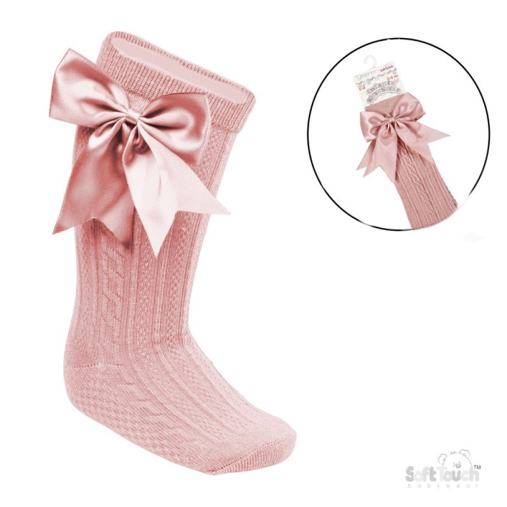 Baby Girls Rose Gold Knee Bow Socks