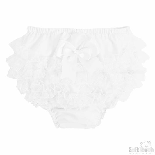 Baby Girls White Spotted Frilly Pants