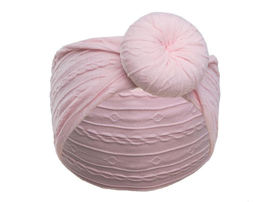 Baby Girls Pink Cable Headband With Turban Knot