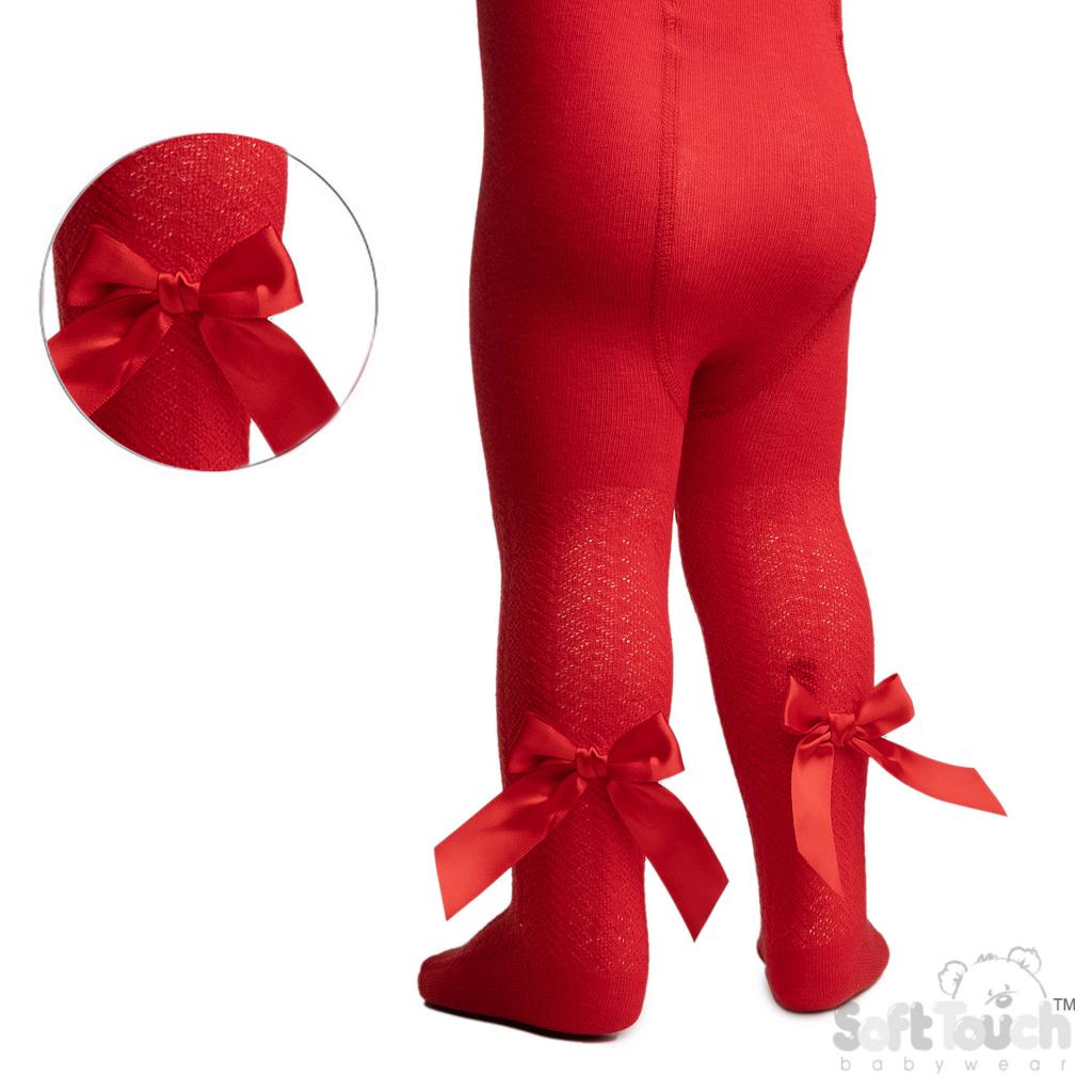 Red Baby Girls Tights With Bow