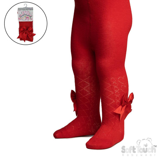 Baby Girls Red Heart Design Tights With Bow