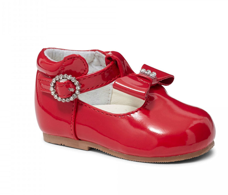 Girls Red Patent Sevva Lily Diamante Shoes