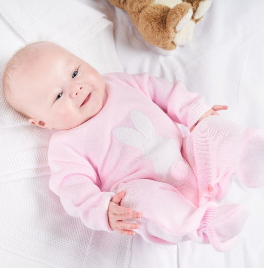 Baby Girls Pink Knitted Bobtail Onesie