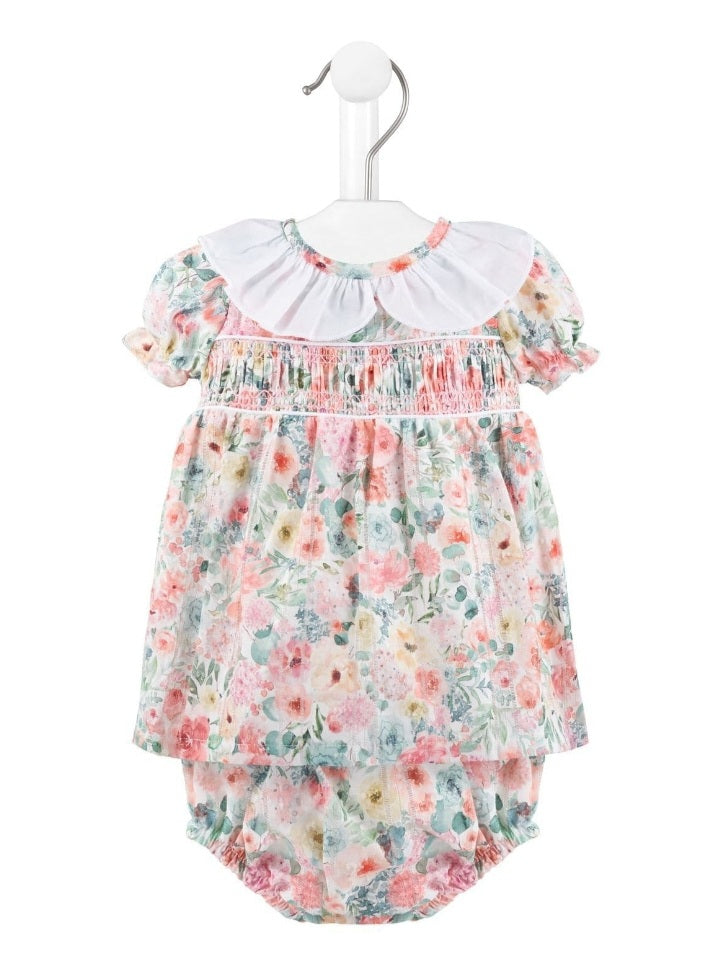 Baby Girls Floral Smocked Dress And Pants