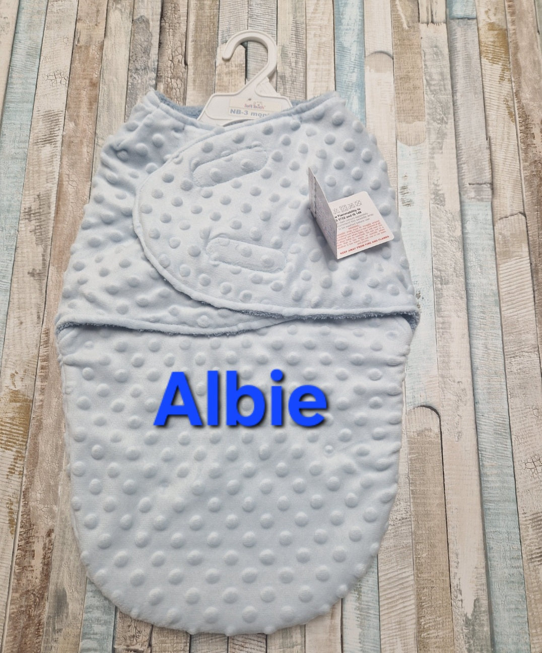 Personalised Baby Boys Blue Bubble Design Swaddle Wrap