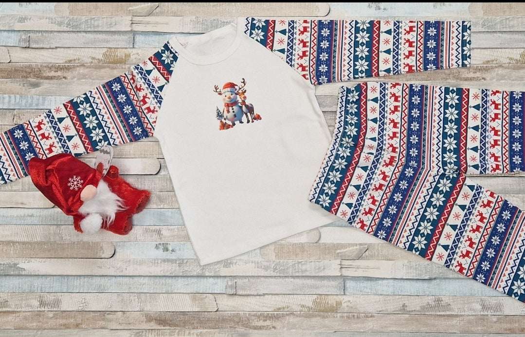 Personalised Red And Blue Christmas Design Pyjamas