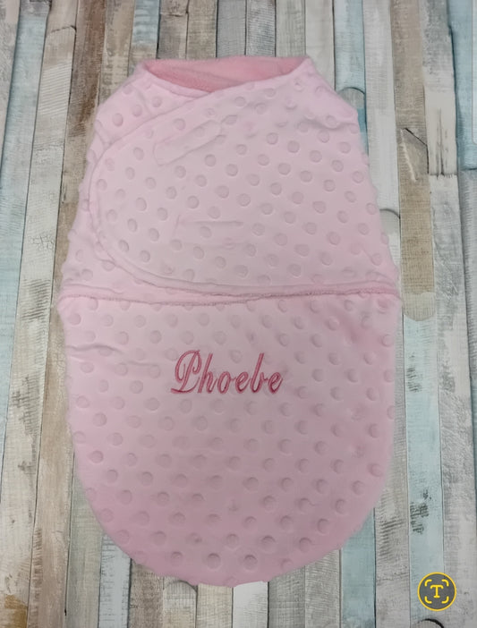 Personalised Baby Girls Pink Bubble Design Swaddle