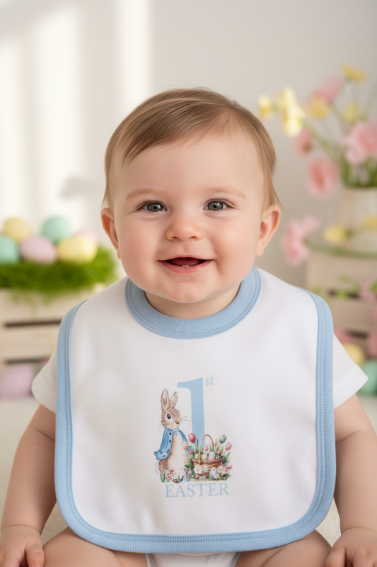 Baby Boys 1st Easter Rabbit Printed Bib