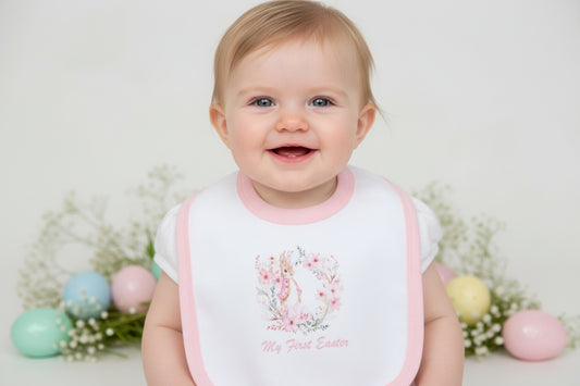Baby Girls My First Easter Pink Printed Rabbit Bib