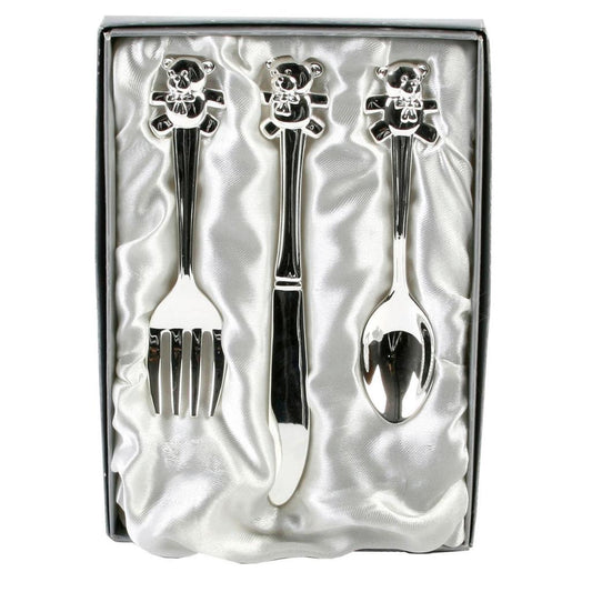 Sliver Plated Baby Teddy Cutlery Set