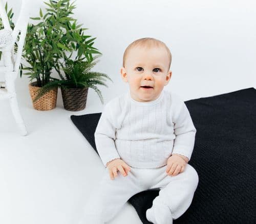 Unisex Baby Cable Knitted Two Piece outfit