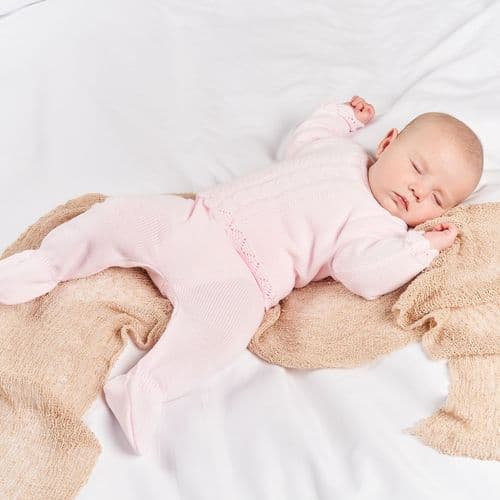 Baby Girls Pink Knitted 2 Piece Cable Knitted Set