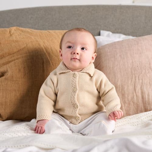 Personalised Unisex Baby Beige Cardigan With Collar