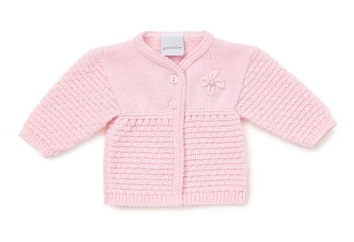 Baby Girls Pink Pearl Flower Matinee Cardigan