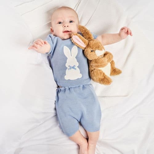Baby Boys Blue Bunny Top And Short Set