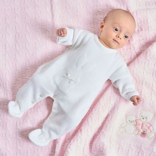 Unisex Baby White Knitted Bobtail Onesie