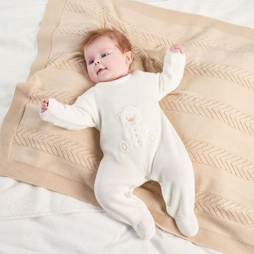 Nana's Special Buys Unisex White Teddy Knitted Onesie