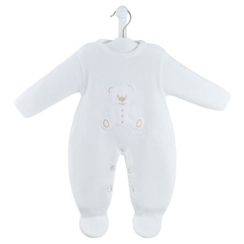Nana's Special Buys Unisex White Teddy Knitted Onesie