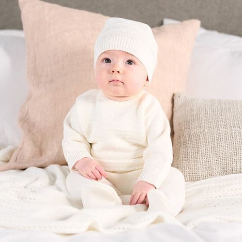 Nana's Special Buys Unisex Baby Cream Knitted Set With Hat