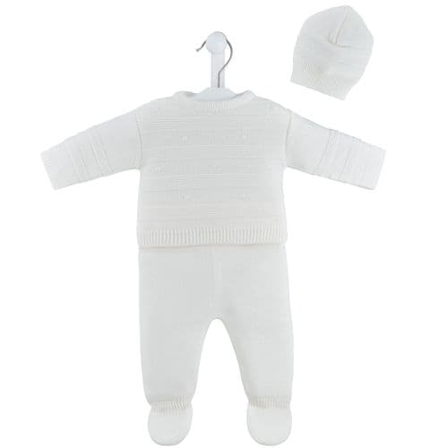 Nana's Special Buys Unisex Baby Cream Knitted Set With Hat