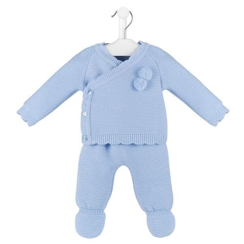 Baby Boys Blue 2 Piece Crossover Knitted Set