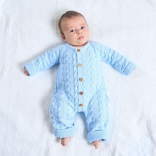 Nana's Special Buys Baby Boys Blue Basket Weave Footless Onesie.