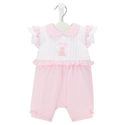 Baby Girls Pink And White Windmill Romper