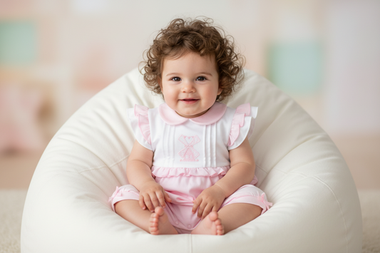 Baby Girls Pink And White Windmill Romper