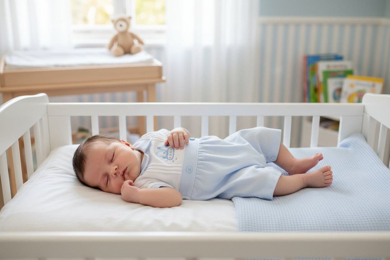 Baby Boys Blue And White Digger Romper