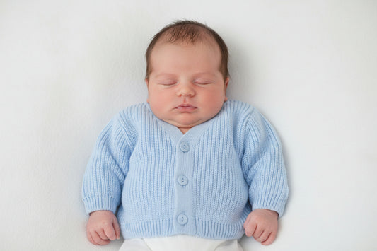 Baby Boys Ribbed Blue V Neck Cardigan