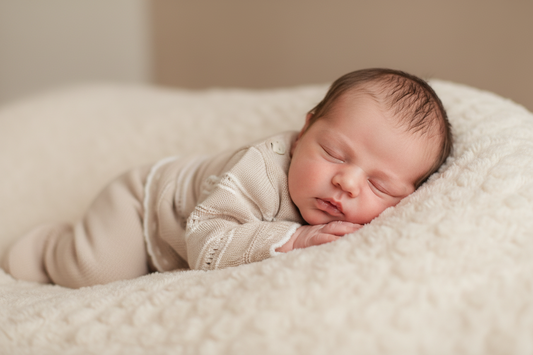 Baby Beige & White Knitted Pointelle Two Piece Set