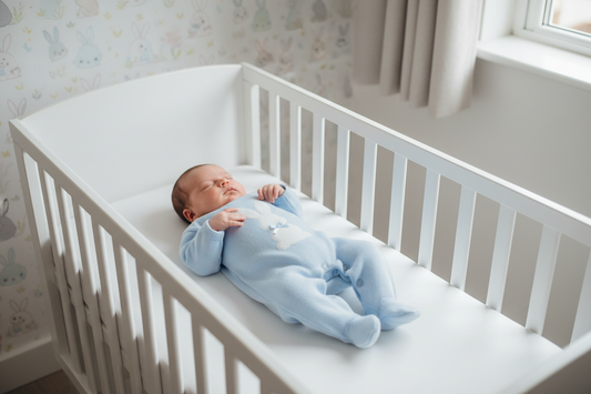 Baby Boys Blue Knitted Bobtail Onesie