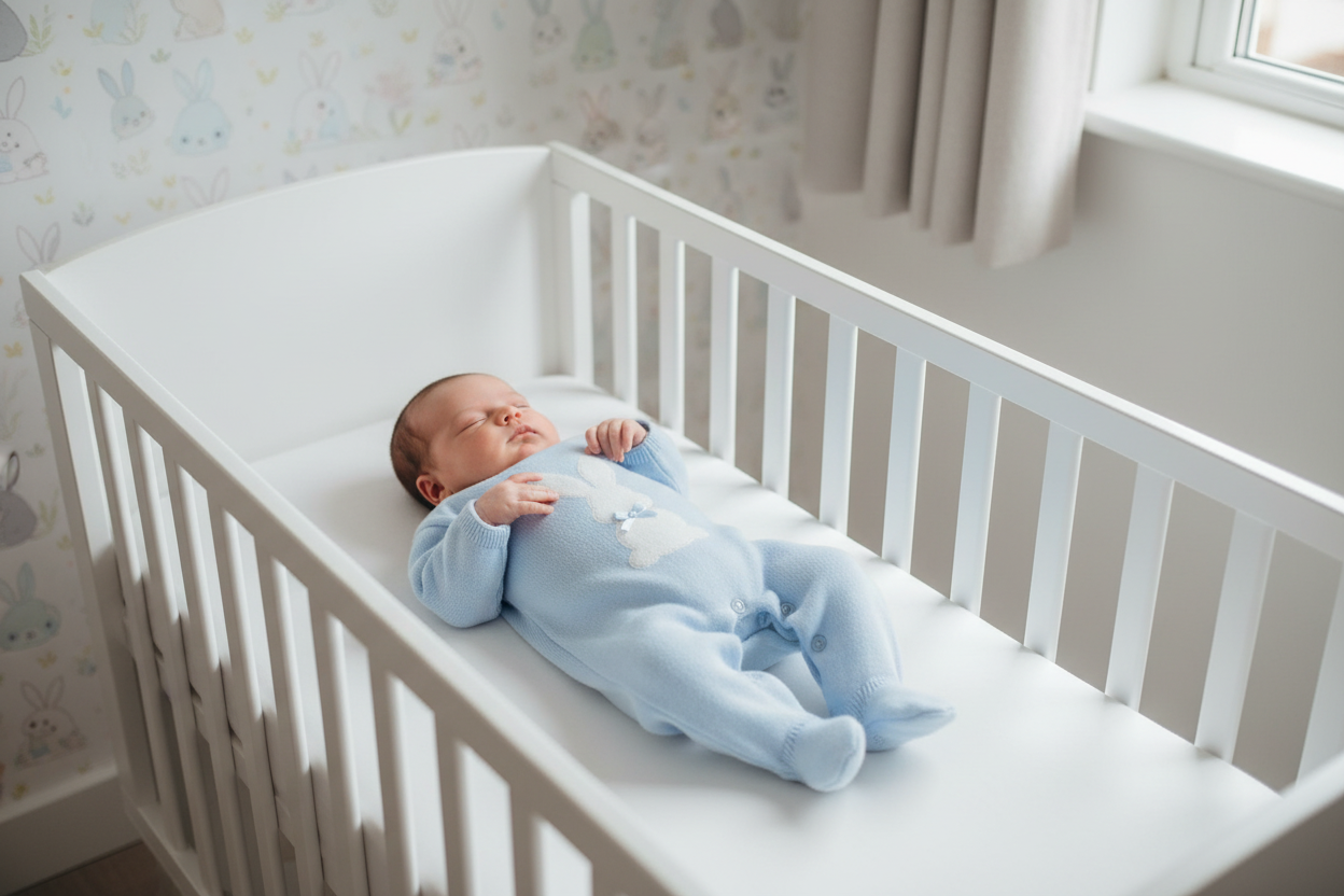 Baby Boys Blue Knitted Bobtail Onesie