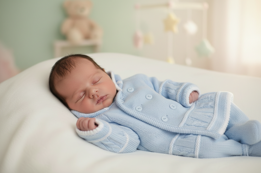 Baby Boys Blue Knitted Hooded Pram Coat